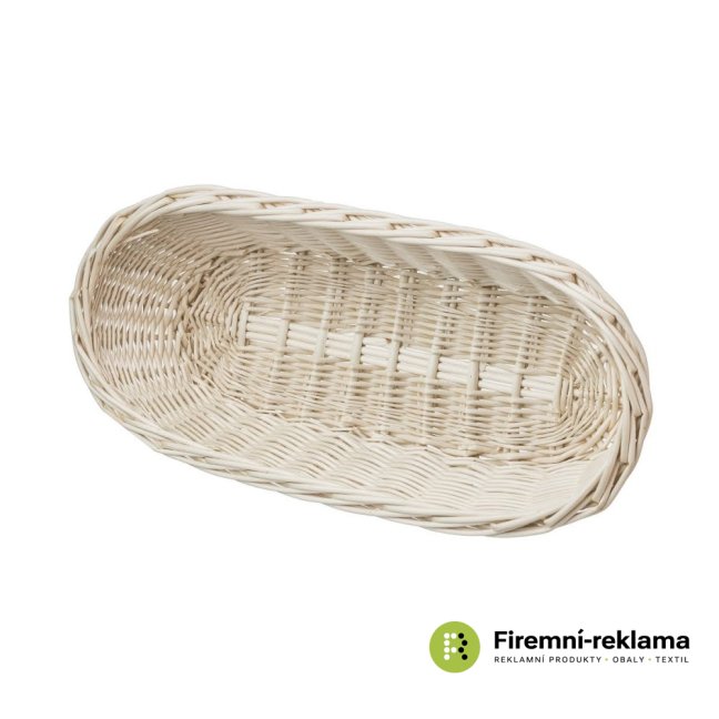 Wicker pastry basket decorated white