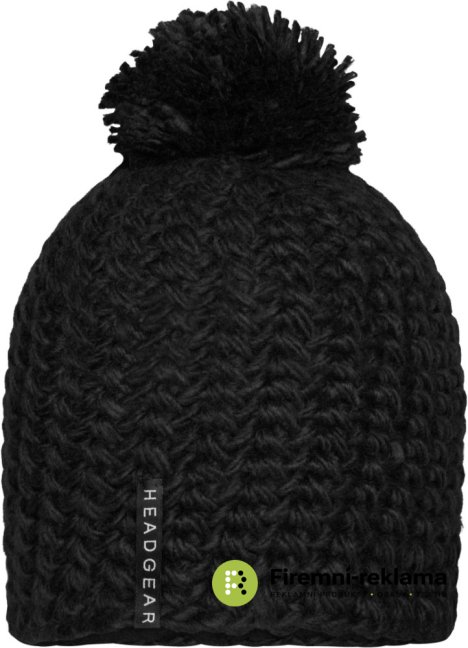 Unicoloured Crocheted Cap with Pompon - Colour: black, Size: one size