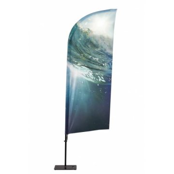 Outdoor advertising flag in the shape of a paddle