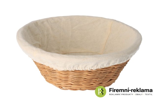 Round rattan basket with fabric