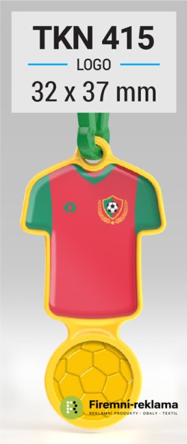 TKN415 Promotional Keychain - Custom-printed keychain in the shape of a footbal T-shirt, featuring a shopping cart token, double-sided full-color printing, ideal for football clubs
