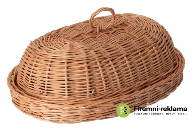 Wicker basket for pastries with a lid