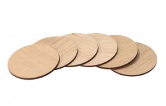 Set of 6 round oak coasters