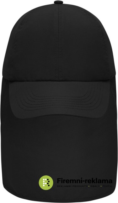 6 Panel Cap with Neck Guard - Colour: black, Size: one size