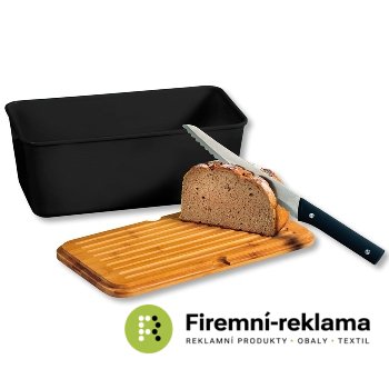 Bread box with cutting board - black