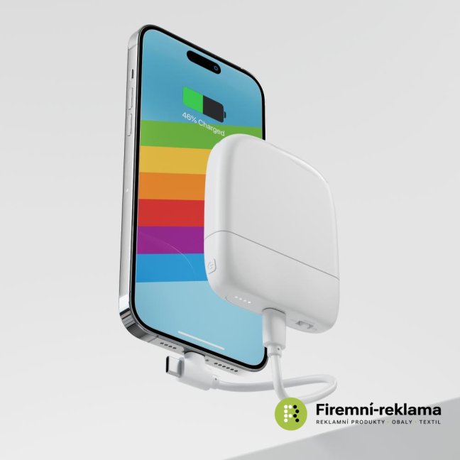 Reklamní powerbanka Xoopar ICE P 5 000 mAh s LED podsvícením, bílá barva, vhodná jako firemní dárek, promo předmět nebo eventový produkt