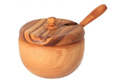 Sugar olive wood bowl with spoon