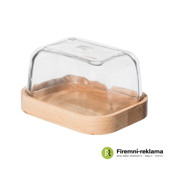 Wooden butter bowl with glass lid