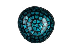 Coconut bowl with blue hearts