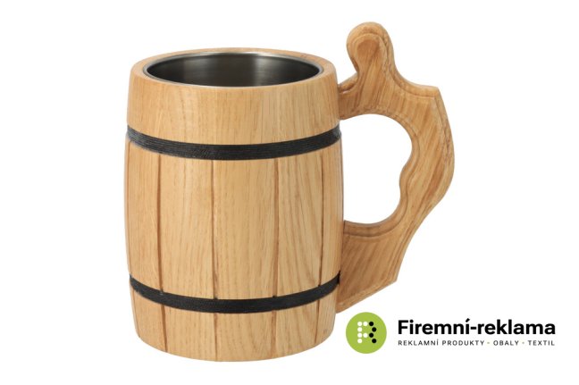 Oak mug with stainless steel insert - light