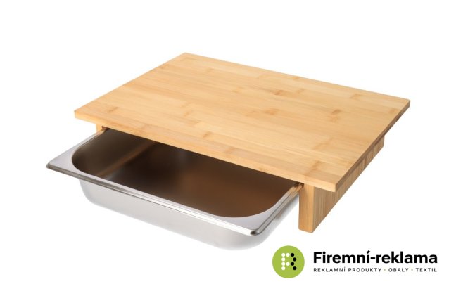 Bamboo wooden cutting board with stainless steel tray