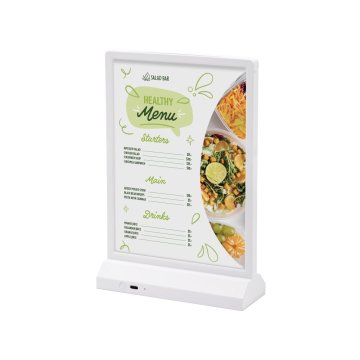 LED stojánek na menu nebo jinou vlastní grafiku, typ T, A5, bílý