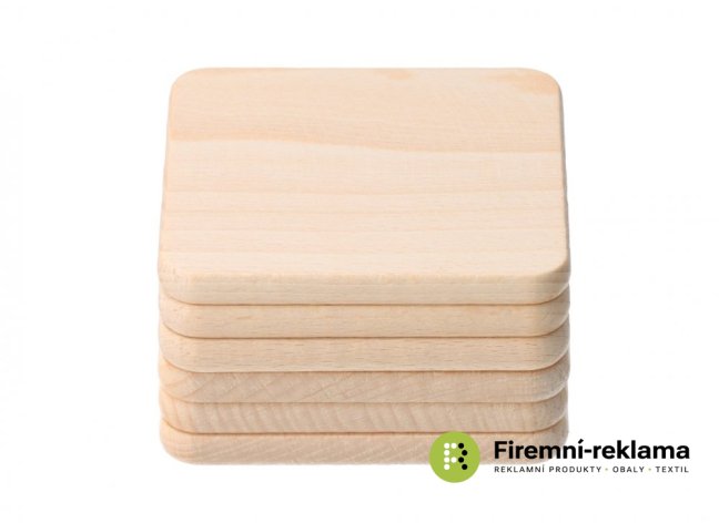 Set of 6 square beech wood coasters