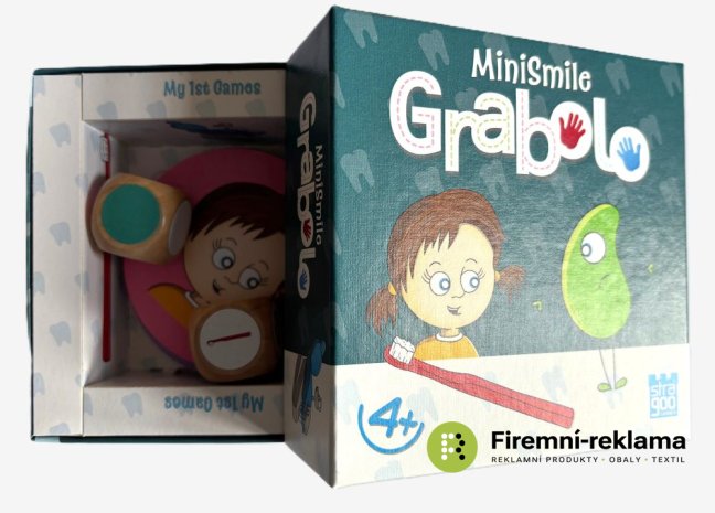 The Grabolo card game with custom printing—a practical tool for marketing and communication. Grabolo includes 36 round cards, 2 wooden dice, and a promotional box. The game is ideal for team-building activities, corporate parties, trade shows, conferences, school programs, and family gatherings.
