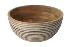 Mango wood bowl with white stripes - 24 cm