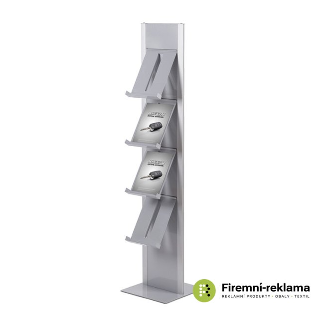 Freestanding Brochure Rack Totem with 4 pockets - Colour: silver