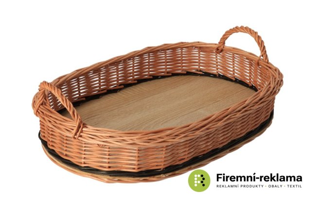 Wicker oval tray with handle
