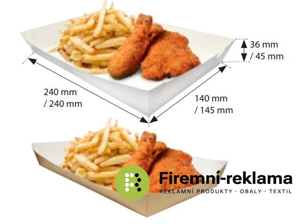 Paper food trays with possibility of advertising print