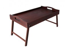 Wooden bed serving table 50x30 cm brown
