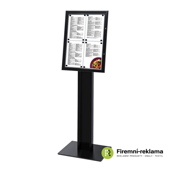 Black freestanding display / LED menu - Colour: black, Variant: Black Freestanding Menu Pole Non-Illuminated 4x A4, Media Size: 4 x A4