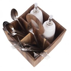 Acacia cutlery stand