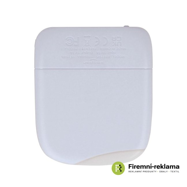 Reklamní powerbanka Xoopar ICE P 5 000 mAh s LED podsvícením, bílá barva, vhodná jako firemní dárek, promo předmět nebo eventový produkt