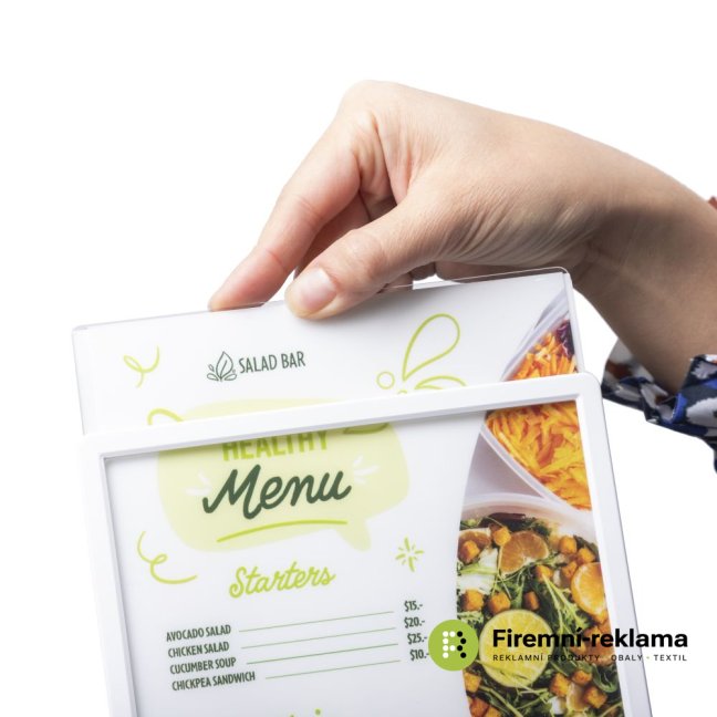 LED stojánek na menu nebo jinou vlastní grafiku, typ T, A5, bílý