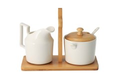 Milk jug + sugar bowl in the stand