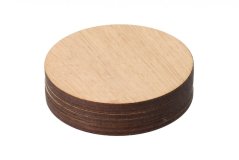 Set of 6 round oak coasters