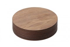 Set of 6 round walnut coasters