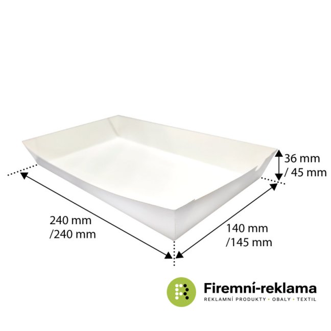 Paper food tray with possibility of advertising print