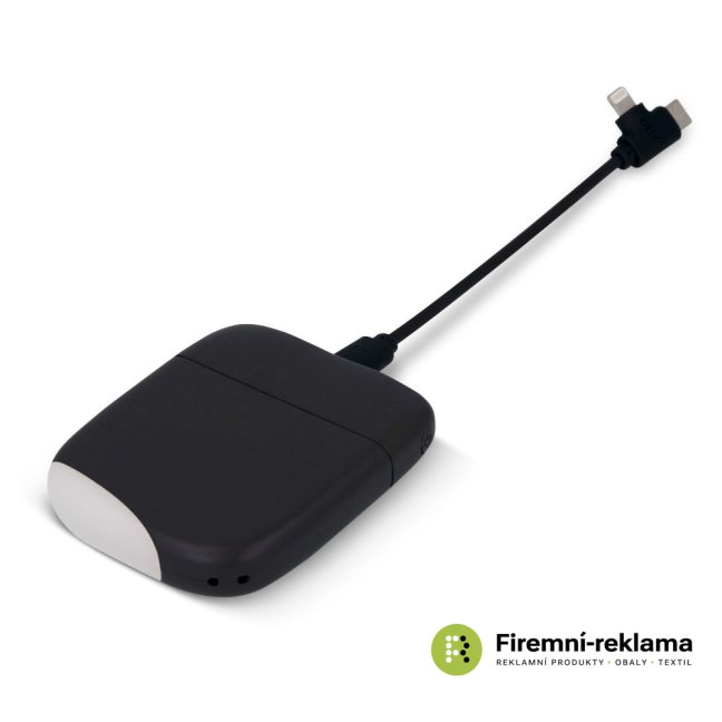Reklamní powerbanka Xoopar ICE P 5 000 mAh s LED podsvícením, černá barva, vhodná jako firemní dárek, promo předmět nebo eventový produkt