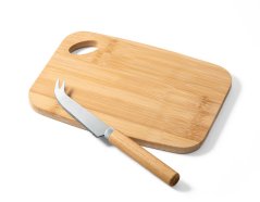 Bamboo cheese board with knife