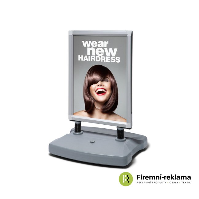 Forecourt Sign - Windtalker City - Colour: silver, Variant: Windtalker® City With Plastic Base Silver 50 x 70 cm, Media Size: 500 x 700 mm