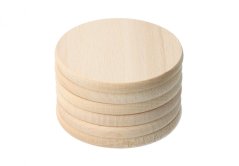 Set of 6 round beech wood coasters