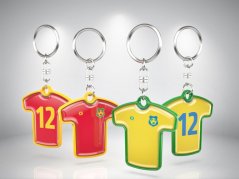 BMT4 Promotional Keychains - Custom-printed keychains shaped like football T-shirts, with full-color printing on both sides, ideal for promoting football clubs