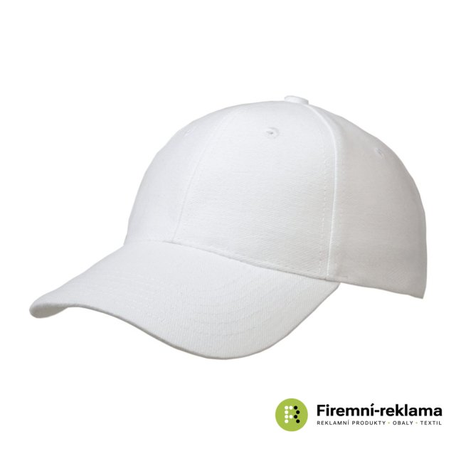 Cap 6 panels with advertising print - Packaging: 100pcs, Colour: white