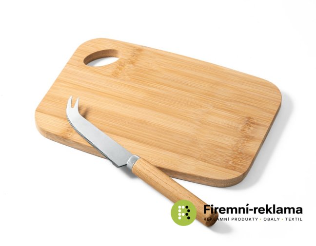 Bamboo cheese board with knife