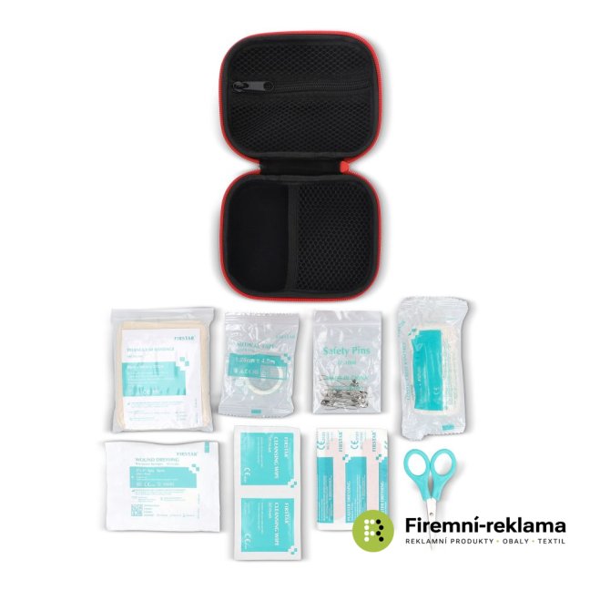 First Aid kit 15pc Everest - 15 first aid items, with company logo printed on red box, suitable corporate gift for employees, clients, and business partners