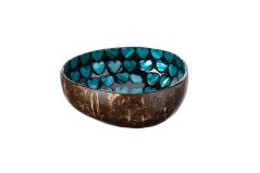 Coconut bowl with blue hearts