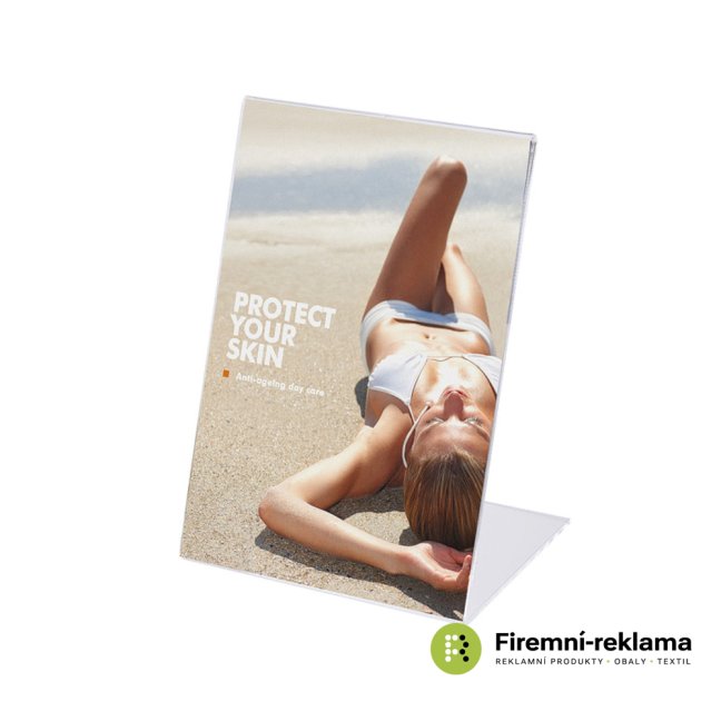 Acrylic L Stand Menu Holder - Colour: transparent, Variant: L Stand Menu Holder Acrylic Portrait A3, Media Size: A3 (420 x 297 mm)