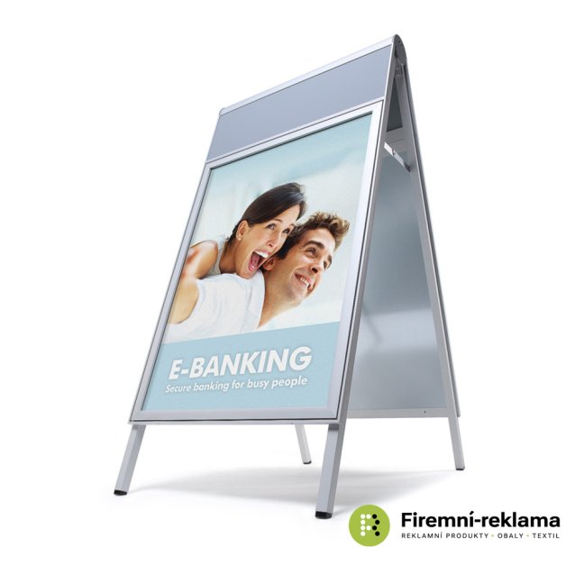 Premium A1 A Board COMPASSO ® with top panel - Colour: silver, Variant: Design Compasso® A-Board Logo A1, Media Size: A2 (420 x 594 mm)