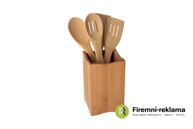 Bamboo set of wooden spoons and turners