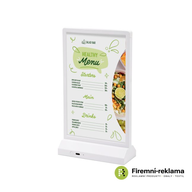 LED stojánek na menu, typ T, DL, bílý