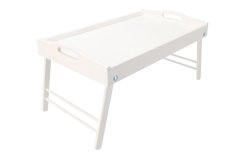 Wooden bed serving table 50x30 cm white