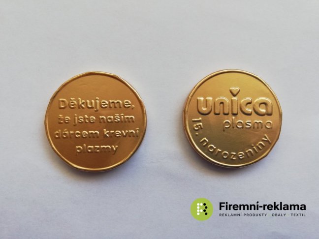 Čokoládové mince s ražbou