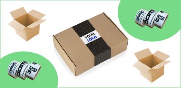 Advertising boxes and adhesive tapes, original advertising packaging Advertising boxes and adhesive tapes, original advertising packaging