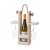 Wooden wine rack and two glasses