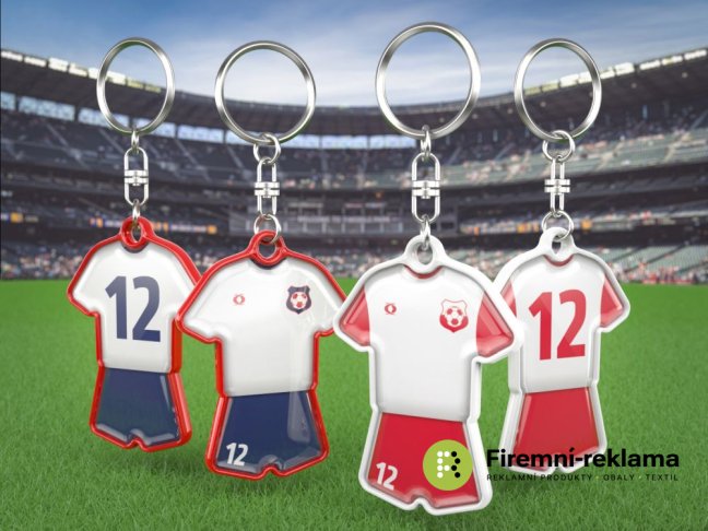 BMT7 Promotional Keychains - Custom-printed keychains shaped like football shirts, featuring full-color printing on both sides, ideal for promoting football clubs