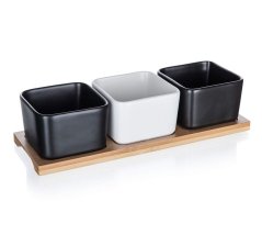 Set of serving bowls with bamboo tray BRILLANTE